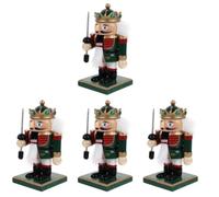 Didiseaon 4pcs Wooden Nutcracker Soldier Figure Christmas Ornament | Black Finish, Chic Lovely Styling, Sturdy Decoration for Bookshelf, Restaurant, Office Desk and Collectors