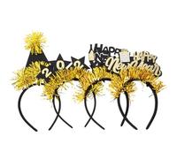 Didiseaon 4pcs Year S Eve Headbands Black Gold Sparkly Party Accessories Festive Hairbands for Holiday Celebrations Lightweight Comfortable Hair Hoops for All Ages