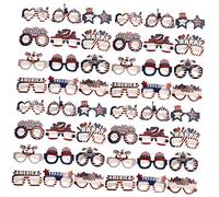 Didiseaon 4sets Independence Day Themed Eyeglasses Patriotic Party Paper Glasses Fun Photo Props for Fourth of July Celebrations Comfortable and Sturdy Design for All Ages 12pcs*4