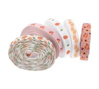 Didiseaon 5 Rolls Thanksgiving Autumn Grosgrain Ribbons Pumpkin and Maple Leaf Design, 5 Yards Each, Fall Harvest Craft and Wrapping Ribbons for Holiday Decorations and DIY Projects