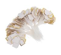 Didiseaon 500pcs Fan-Shaped Paper Price Tags with String, Gold-Edged Jewelry and Retail Sale Labels, Mini Hanging Tags for Small Business Pricing and Holiday Marking