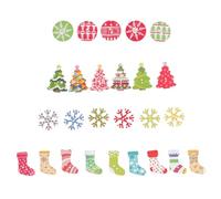 Didiseaon 50pcs Christmas Craft Buttons for Sewing with 2 Holes, Natural Wood Material, Painted with Safe Paint, Decorative Xmas Tree and Sock Shapes, for Hats and Sweaters Assorted Style
