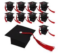 Didiseaon 50pcs Graduation Festival Candy Boxes Black Doctoral Cap Shape with Red Tassel Paper Material Graduation Party Favors Stylish Storage and Decoration