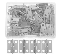 Didiseaon 50pcs Mini Hinges for Crafts with 200 Screws, 19mm X 15mm Small Iron Hinges for Wooden Case and Miniature Furniture, Retro Style with Compact Design for Home and Office Use