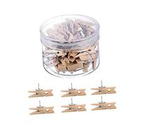Didiseaon 50pcs Multipurpose Wooden Pushpin Clips for Cork Board Easy to Use Photo Clips for Notes Documents and Artwork Display for DIY Projects and Home Decor