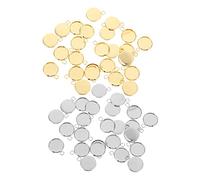 Didiseaon 50Pcs Stainless Steel Round Pendant Trays for Jewelry Making DIY Charm Blanks with Smooth Surface Rust-Resistant Bezels for Bracelets Necklaces Inner Silver and Gold Colors