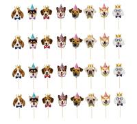 Didiseaon 56pcs Dog Themed Cake Toppers and Dessert Picks for Pet Birthday Parties Stable Cupcake Decorations with Cute Puppy Faces Cartoon Dog Party Supplies for Animal Celebrations