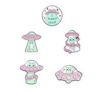 Didiseaon 5pcs Alloy Brooch Pins Set Featuring Astronaut Cat and Spaceship Designs, Unique Style Enamel Lapel Pins for Clothing and Backpacks, Sturdy Metal Material for Everyday Accessories