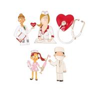 Didiseaon 5pcs Alloy Doctor Nurse Brooch Pins with Strong Design that Won't Tear Clothes for Casual Occasions and Sweaters, Beautiful and Attractive Student Jewellery