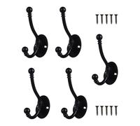 Didiseaon 5pcs Black Zinc Alloy Door Hooks Coat Hanger Heavy Duty Wall Mounted Towel Hanger Practical and Elegant Design for Home Bathroom and Kitchen