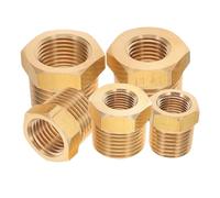 Didiseaon 5PCS Brass Npt Reducing Adapter Hex Bushing Fittings Precision Threaded Leakproof Male to Female Pipe Connectors for Water Oil Systems Corrosion-Resistant Plumbing Parts