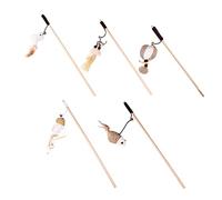 Didiseaon 5pcs Cat Teaser Stick String Toy for Indoor Kittens Interactive Flirting Play Lightweight and Flexible for Fitting Exercise and Relieving Stress