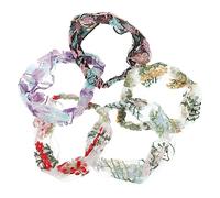 Didiseaon 5pcs Chiffon Scarf Bandana Headband Floral Embroidery Lightweight Fashion Headwear for Women