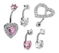 Didiseaon 5pcs Cute Belly Button Rings with Dazzling Rhinestones Long Navel Piercing Jewelry for Women for Parties and Beach Outings Fine Craftsmanship and Comfortable Fit