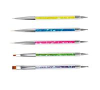 Didiseaon 5pcs Double-headed Wire Pen Nail Art for Women Dual Purpose Manicure Brush Fine Craftsmanship and Long Handle