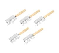 Didiseaon 5pcs Double-sided Pet Grooming Comb with Wooden Handle for Small Dogs and Cats Anti-static Shedding Control Detangling and Deep Fur Removal Tool Ergonomic Grip for Daily Use and