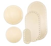 Didiseaon 5pcs Knitting Basket Wood Base Oval Round Crochet Basket Bottoms Solid Wood Slices with Holes Strong Foundation Smooth Finish DIY Craft Supplies