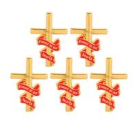 Didiseaon 5pcs Memorial Cross Funeral Pins Brooches in Red Alloy, Comfortable to Wear and Won’t Damage Suits or Coats, Elegant Tribute Accessories for Funeral and Mourning Events