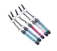 Didiseaon 5Pcs Mini Rhinestone Stylus Pens for Phone and Tablet Luxury Crystal Capacitive Touch Screen Pens with Aluminum Body Built-In Decoration Scratch-Resistant Portable Phone Pendant