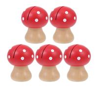 Didiseaon 5pcs Mushroom Shaped Wooden Photo Clips with Easy to Fix Design for Weddings and Theme Line-up Decorations Red Desktop Adorn Memo Holders