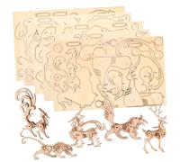 Didiseaon 5pcs Wooden Animal Puzzle Educational DIY Jigsaw Models for Brain Development Creative Hand-eye Coordination Plaything