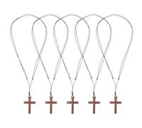 Didiseaon 5pcs Wooden Cross Necklace with Adjustable Cord for Men and Women