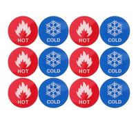Didiseaon 6 Pairs Acrylic Hot and Cold Water Labels for Faucets and Showers, Self-adhesive Temperature Differentiation Stickers, Kitchen and Bathroom Signage for Hotels and Dormitories