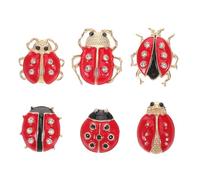 Didiseaon 6 Pcs Cute Ladybug Beetle Brooches Vintage Rhinestone Animal Pins for Women for Spring Themed Fashion Birthday Christmas and Graduation Decoration