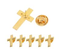 Didiseaon 6pcs Antique Cross Brooch Set for Formal Religious Attire and First Holy Communion Ceremonies, Golden Alloy Prayer Themed Pins with Detailed Engraving and Versatile Use for Men