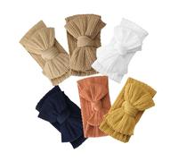 Didiseaon 6pcs Bow Headbands for Newborns Soft Nylon Hair Bands with Adorable Bows Girl Accessories for Photography and Everyday Wear Deep Brown White Light Brown Orange Ginger Yellow