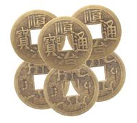 Didiseaon 6pcs Brass Chinese Coins for Divination DIY Craft Supply Vintage Feng Shui Copper Coin for Chinese Knot Bracelets Lightweight Luck Decorations for Success and Wealth