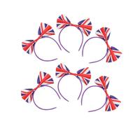 Didiseaon 6pcs British Flag Bow Hairbands for Football Fans Comfortable Union Jack Headbands with Stylish Bow Design Uk Festival Party Hair Accessories for Women