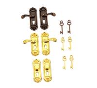 Didiseaon 6Pcs Dollhouse Decorative Hardware Knobs with Key Elegant Retro Style Accessories for Victorian and Rustic Mini Furniture