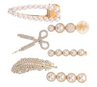 Didiseaon 6pcs Fashionable Hair Barrettes with Rhinestones and White Plume Design Smooth Surface without Burrs for Holding Hair in Place