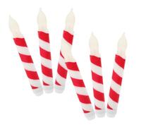 Didiseaon 6pcs Flameless Taper Candles Battery Operated Warm White LED Christmas Window Candles for Indoor Home Party Decoration with Red White Stripe Design