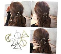Didiseaon 6pcs Geometric Hairclip Silver Minimalist Hollow Metal Hairpin Circle Triangle Moon Shape for Prom Hair Accessories