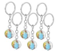Didiseaon 6pcs Globe Keychain Keyring Charms Unique Ball Keychains Earth Globe Party Favors Keyring for