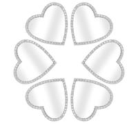 Didiseaon 6pcs Heart Rhinestone Mirror Phone Case Charm for Stylish Decor | Glass and Metal Finish, Adhesive Tape Included, Silver Tone, for Office Breaks, Travel, and Touch-ups
