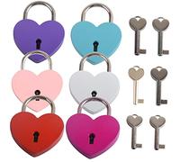 Didiseaon 6pcs Heart Shaped Mini Padlocks with Keys Locks for Diaries Jewelry Boxes and Luggage Durable Metal Security for School Bags Love Ceremonies and Storage