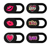 Didiseaon 6pcs Laptop Webcam Cover Slide Privacy Protector with Cute Cartoon Heart and Lip Pattern Abs Material Lightweight and Convenient for Carrying on Computer and Phone