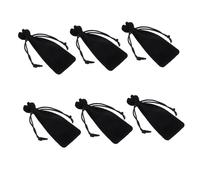 Didiseaon 6Pcs Lipstick Holder Pouch Cosmetics Organizer Bag for Travel School Office Multipurpose Dustproof Storage for Lip Gloss Perfume Jewelry Earphones Black Drawstring Design