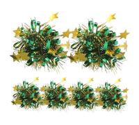 Didiseaon 6pcs Metallic Pom Poms Cheerleading Wrist Bands for Boys and Girls, Bright Gold and Green Cheer Squad Props for Dance Performances and Sports Events