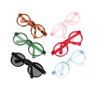 Didiseaon 6pcs Mini Doll Glasses for Dolls and Pets Lightweight Plastic Sunglasses Eyewear Accessories for Dress Up Photography Props and Creative Decoration in Leopard Pink Blue Red Green