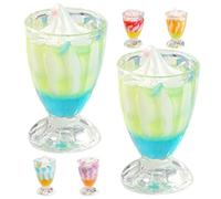 Didiseaon 6pcs Miniature Resin Ice Cream Cups Small Pretend Play Dessert Accessories for Dollhouse Decoration Mini Food Ornaments for Tiny House Scene