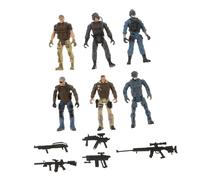 Didiseaon 6pcs Movable Joint Army Soldiers with Police Military Figures Compact Action Figures for Boys Play Collectible Dynamic Posed Models for Birthday Halloween Christmas Party Favors