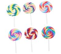 Didiseaon 6pcs Multicolored Soft Clay Fake Lollipops for DIY Crafting Realistic Food Childsafe Simulation Candy Pendants Easy to Handle Lollipop Props for Family Activities and Creative