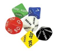 Didiseaon 6Pcs Place Value Dice Numbered Game Props Plastic Dice for Board Games Party Bar Family Gatherings with Corner Design Color Random Random Color
