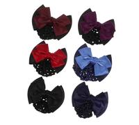 Didiseaon 6pcs Professional Elastic Hairpin Bow Headdress Women's Bun Hair Clip Fashion Snood Headband Mesh Net Bow Hairpin for Women Light