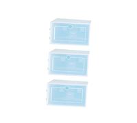 Didiseaon 6PCS Transparent Stackable Shoe Boxes Small Blue Thickened Plastic Shoe Storage Containers for Sneakers Closet Organizers with Doors for Entryway and Under Bed Storage
