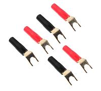Didiseaon 6Pcs U Shaped Plated Audio Plug Adapter Fork Speaker Connector for DIY Premium Sound Transmission Color Coded for Positive Negative Polarity for Meetings